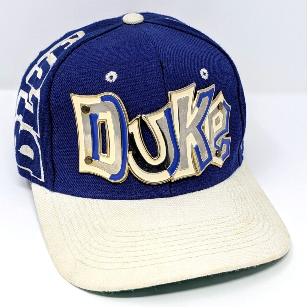 Vtg DUKE BLUE DEVILS Metal Graffiti Plate Snapback Hat Cap Magic by Bee | RARE!
